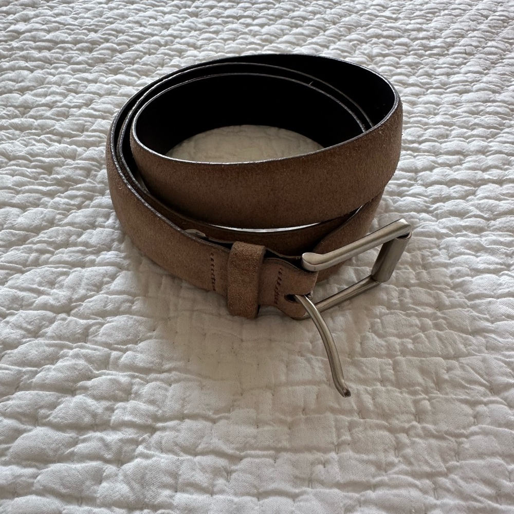Banana Republic Tan Suede Belt with Silver Buckle